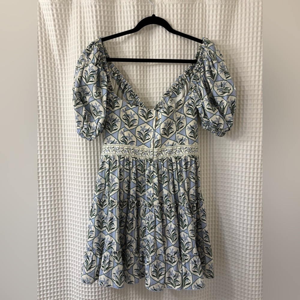 Agua by Agua Bendita Manzanilla Blue Floral Mini Dress Large Retail $410 - Picture 8 of 14